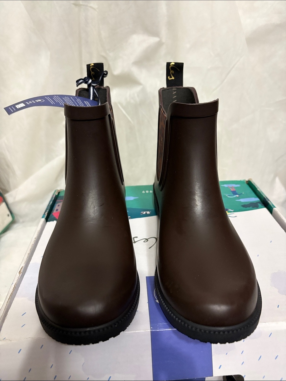 Joules Brown Ankle Rain Boots size US 8 NWT